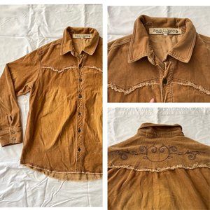 Vintage Western Shacket Shirt Jacket Corduroy Unisex Cowboy Cowgirl Large